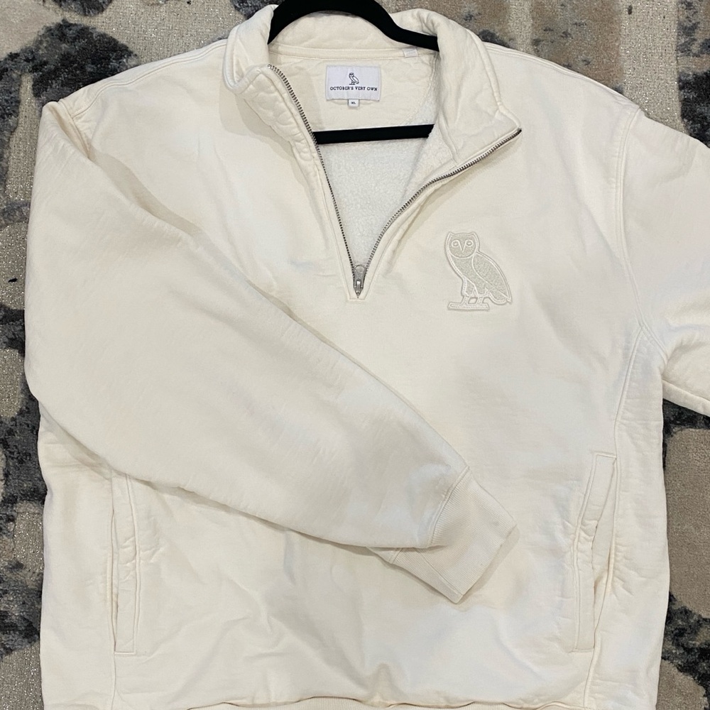 Men's Off-White Zip-Up Sweater